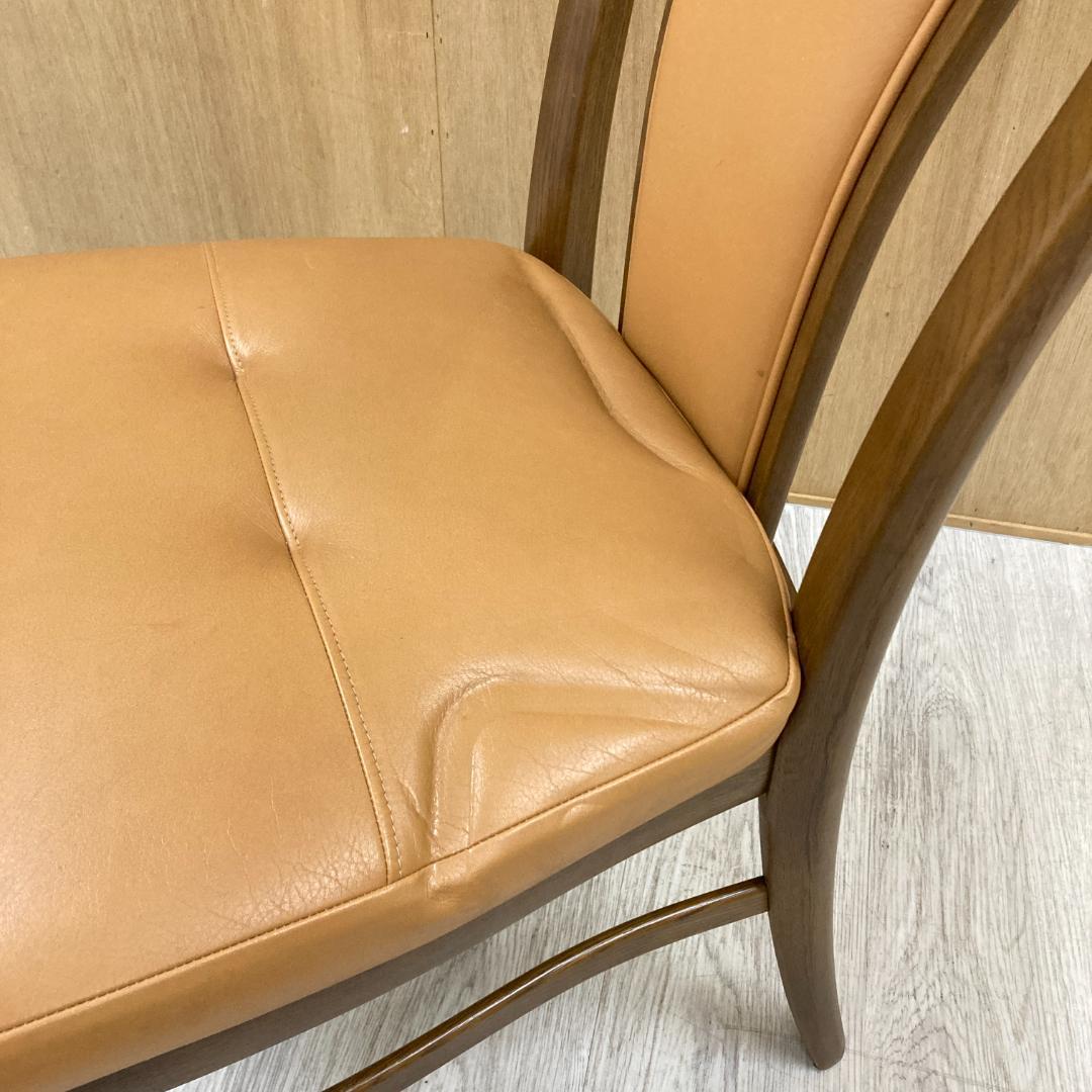 【カリモク】本革　ダイニングチェア　ハイバック　椅子　D