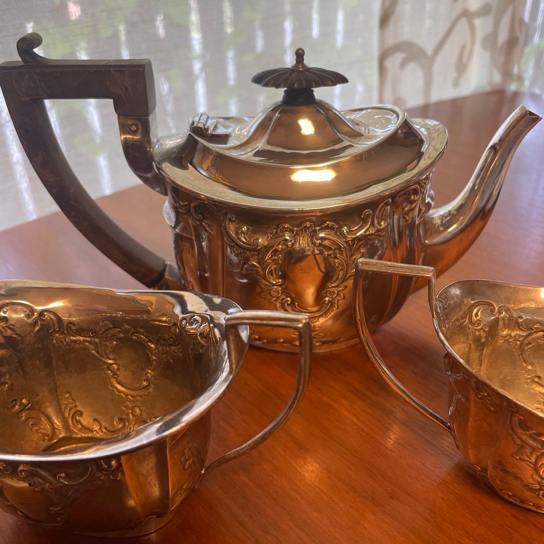 英国製　純銀　アンティーク ティーセット 3点セット