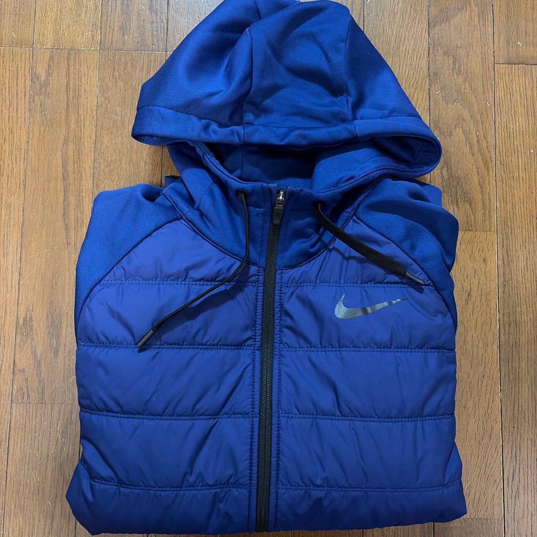 【中古美品】NIKE ナイキ フルジップ中綿ブルゾンフード付 XXL/NV