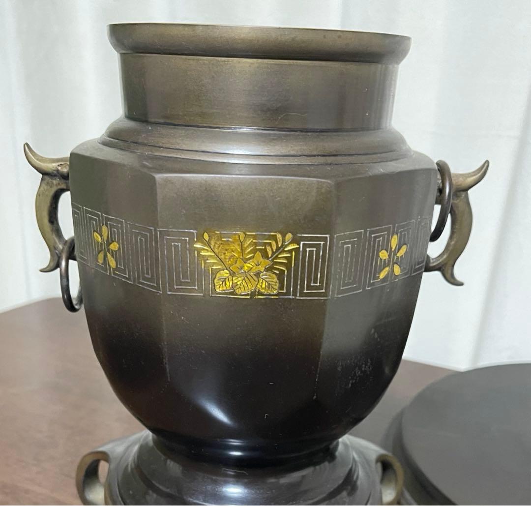 池坊　直径33cm　銅製　尺1　八角雷紋　薄端