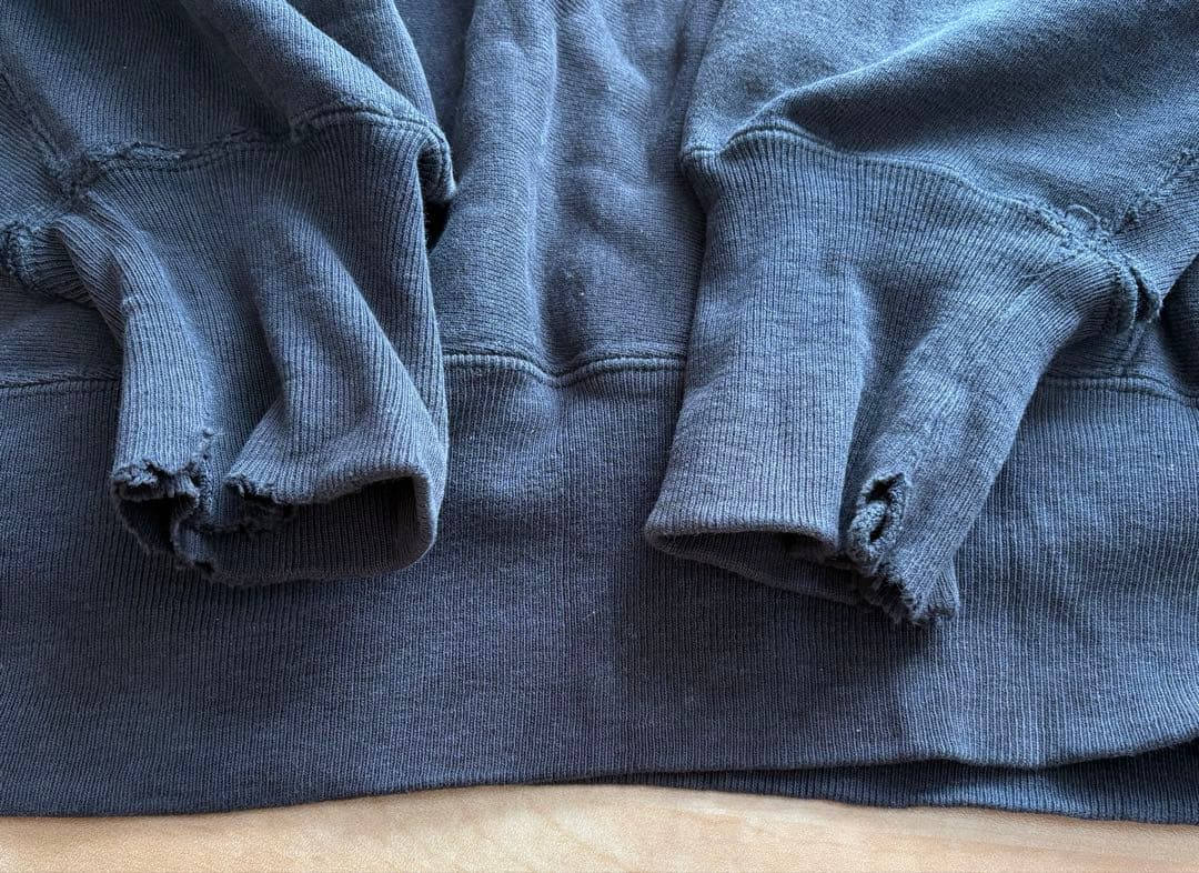 け*る様 90s usa製　ブラック　リバースウィーブ　目あり　ボロ　フェード