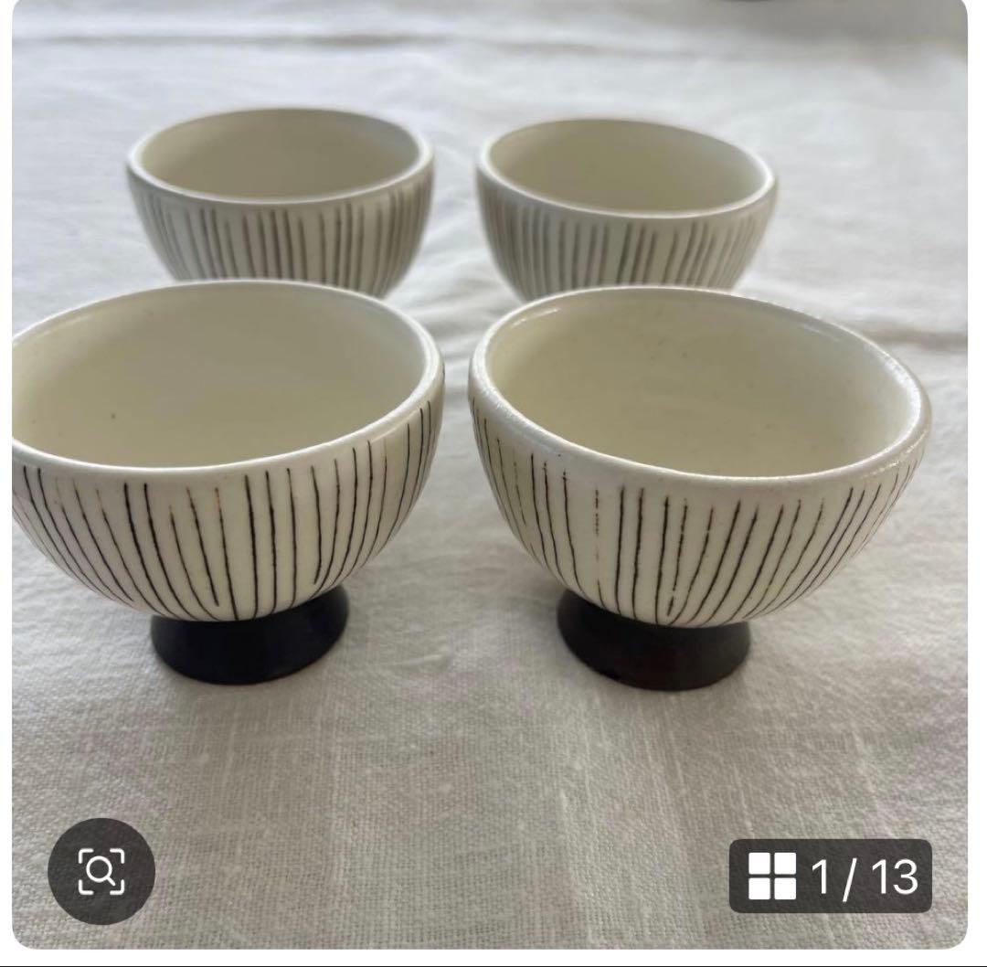 水野さんのレアな器✖︎1 奥田さんの高台ミニカップ✖︎4 奥田さんの蓋付き椀✖︎4