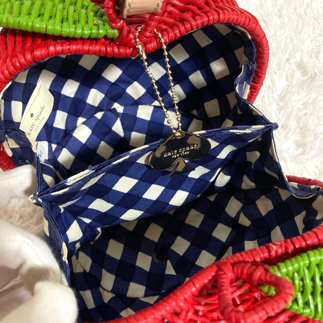 保存袋＆チャーム付き♡ ケイトスペード りんごバッグ かごバッグ 赤