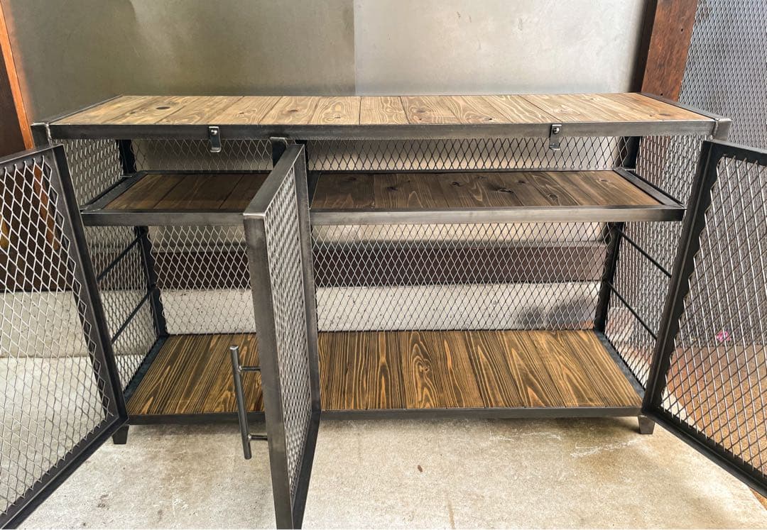 アイアンキャビネットA［ワイド］　アイアン家具　ラック　ディスプレイ　シェルフ