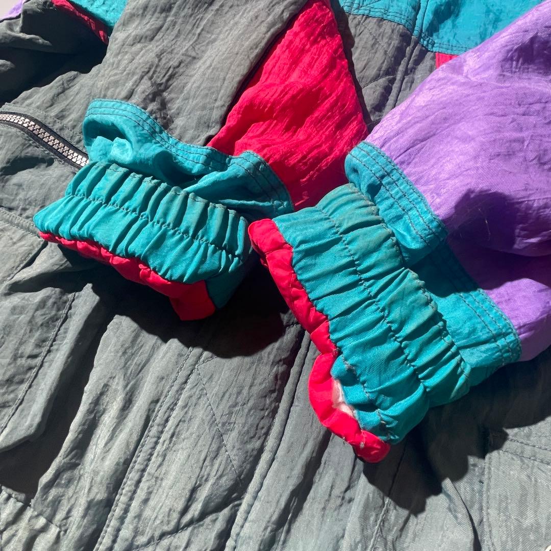 古着 スキーナイロンジャケット 中綿ブルゾン マルチカラー