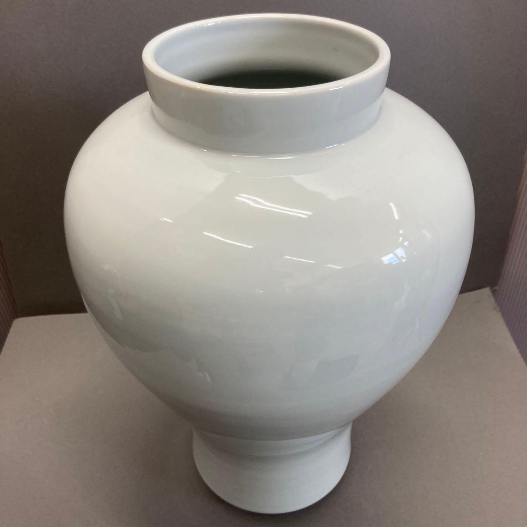 華道道具　花入　白磁長壺　共箱　S319SNT