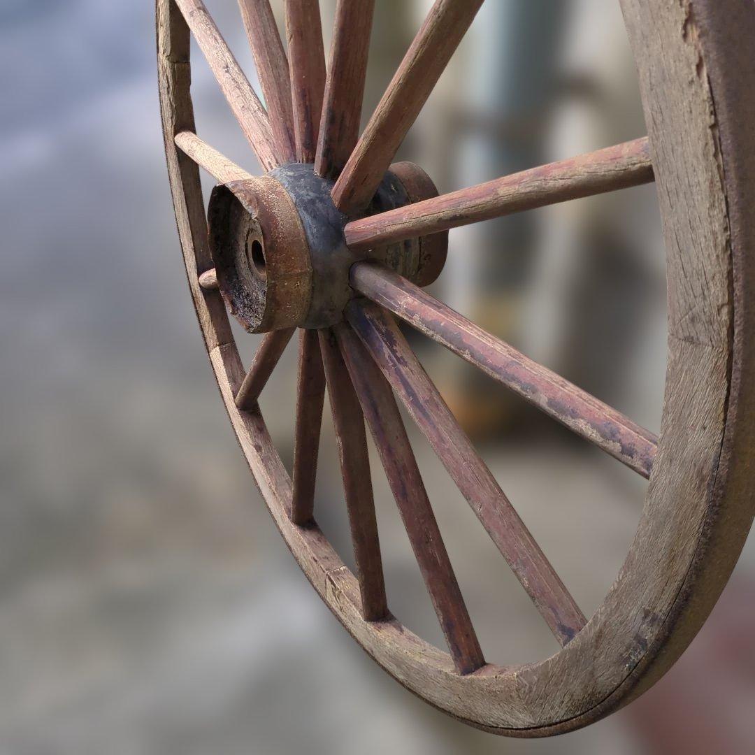 骨董　車輪　大八車　オブジェ　ガーデニング　木製　鉄　大型