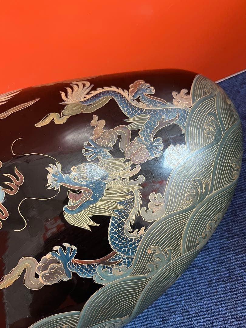 1439 蒔絵　雲龍図　貝型　蓋物　工芸品