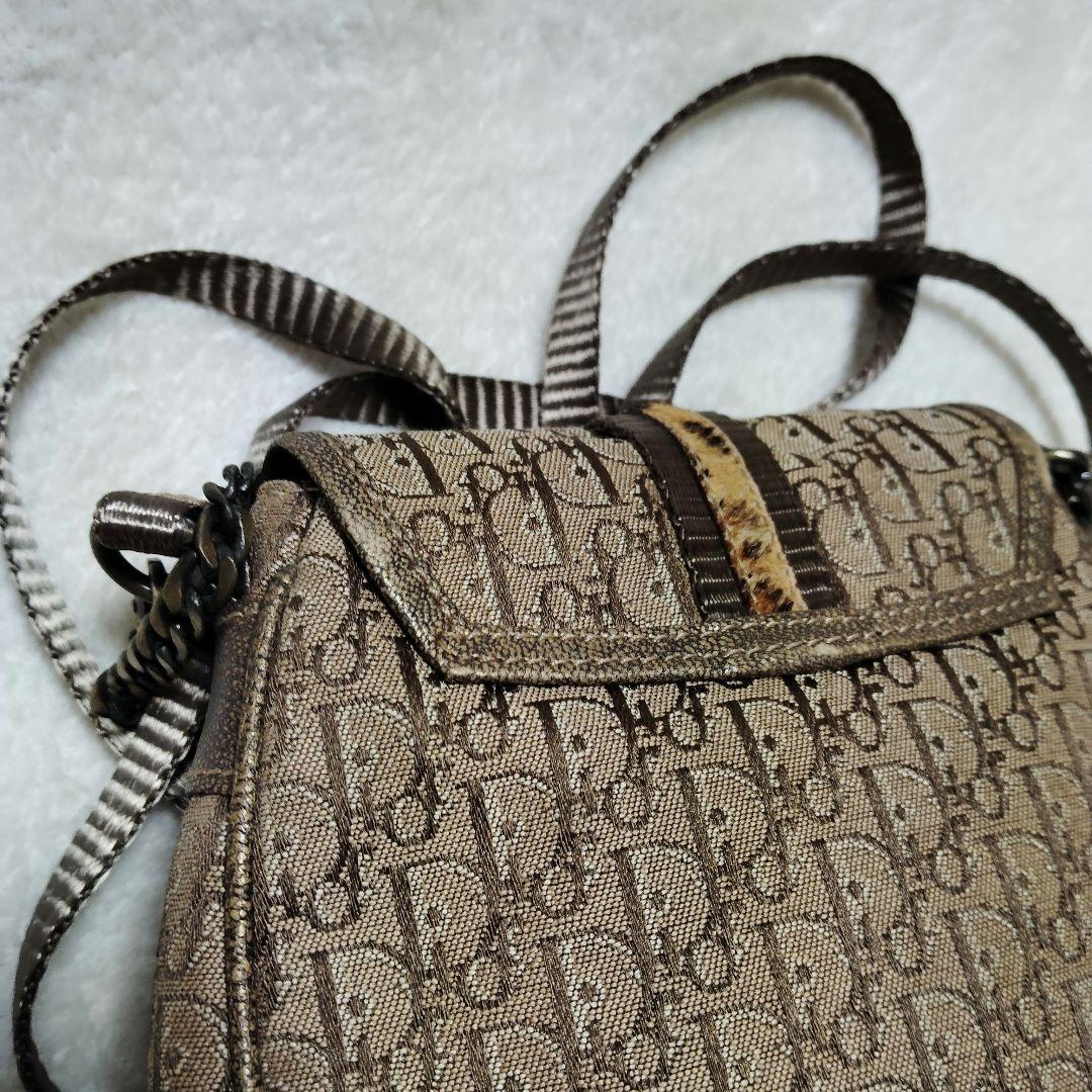 ディオール　ショルダーバッグ　3way　トロッター　レオパード　チェーン　Y2K