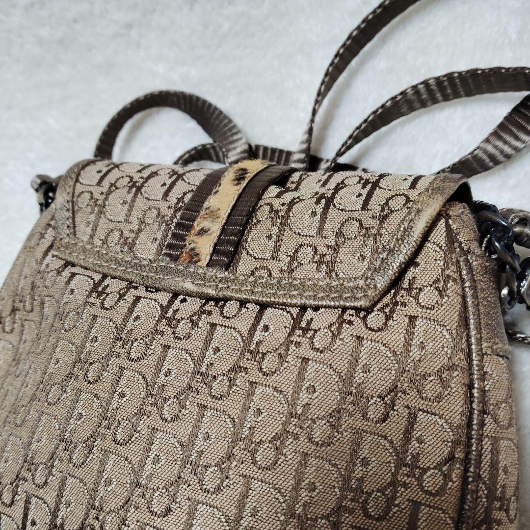 ディオール　ショルダーバッグ　3way　トロッター　レオパード　チェーン　Y2K