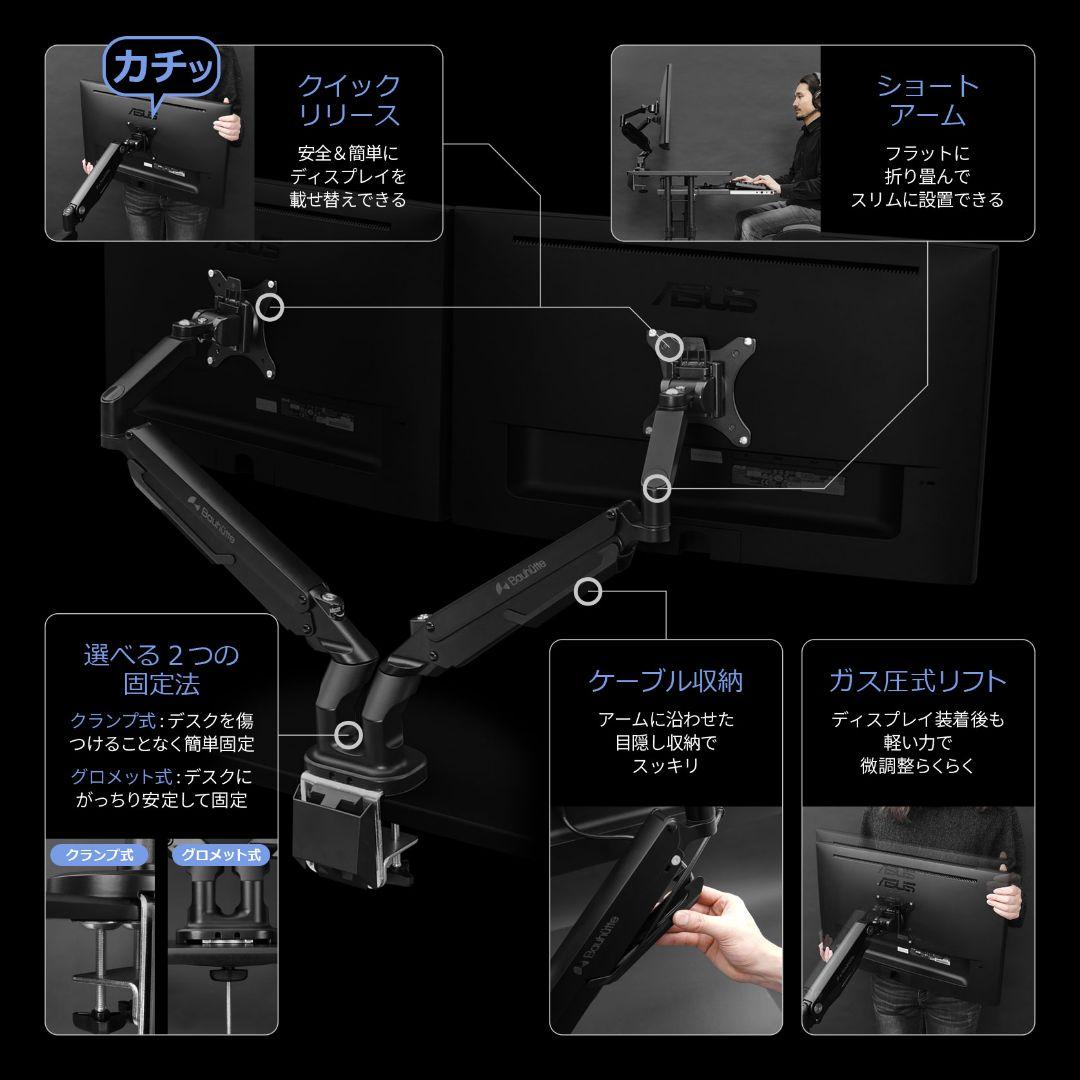バウヒュッテ　スリムモニターアーム　デュアルモニター BMA-2SLM