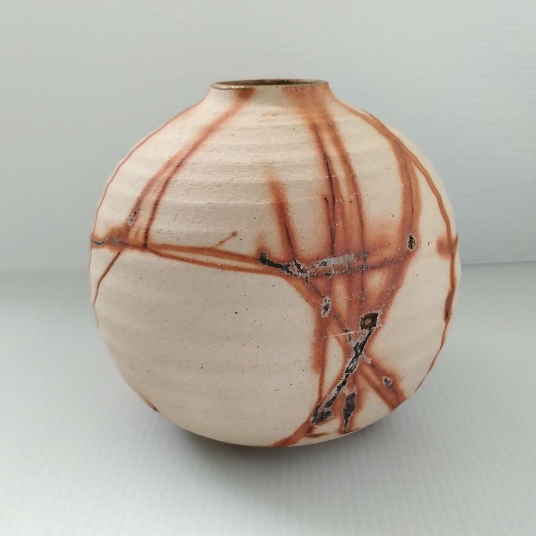 備前焼 緋襷 ヒダスキ 花器 壺型 たち吉 謹製 フラワーベース 花瓶 花入