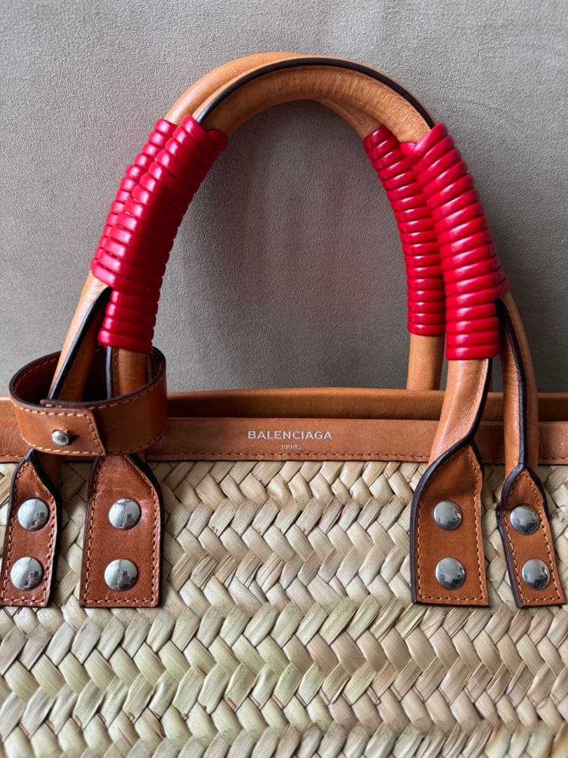 ★美品　バレンシアガ　ラフィア　ビストロ　パニエ　カゴバッグ