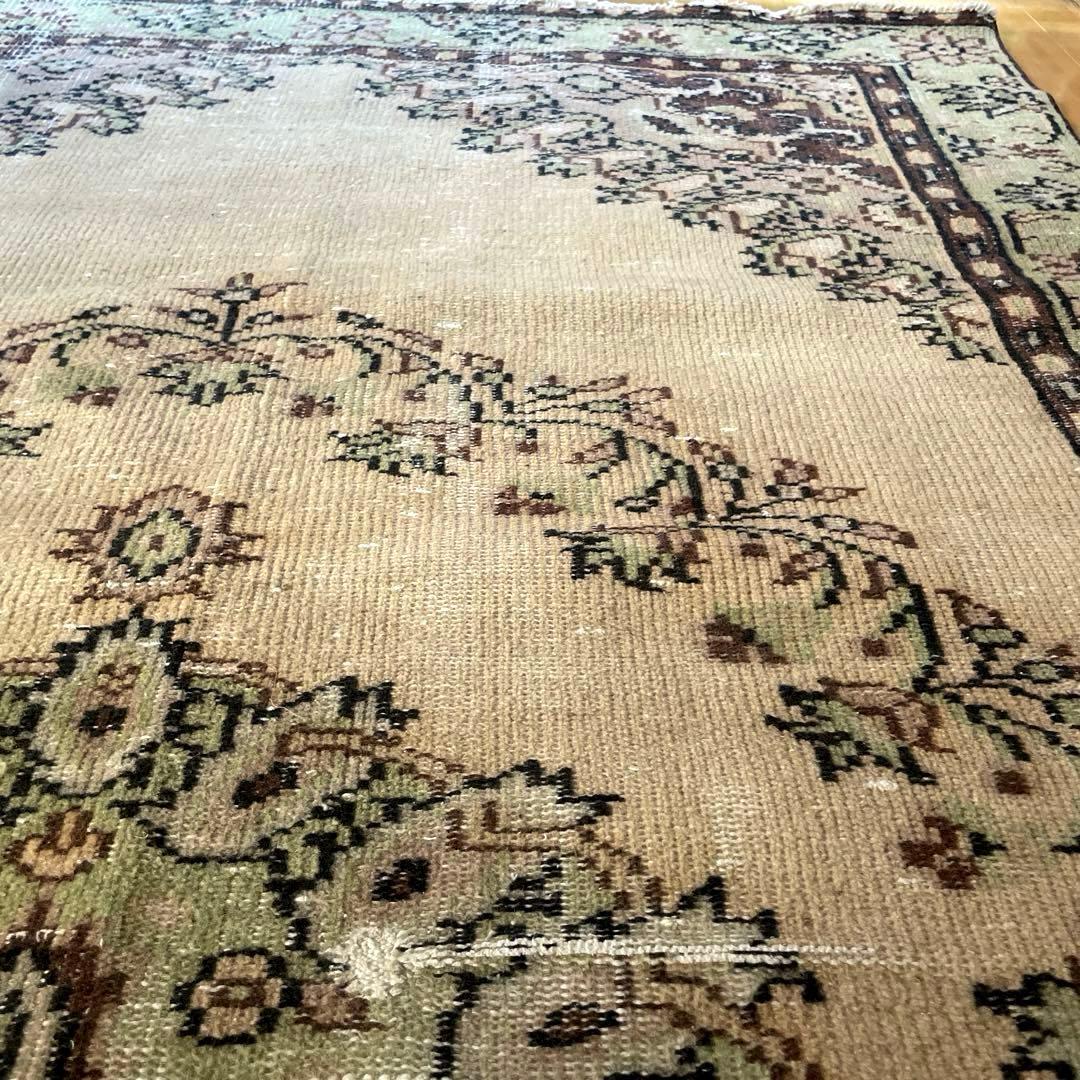 超大判144×269メダリオン　ベージュブラウン　トルコヴィンテージラグ