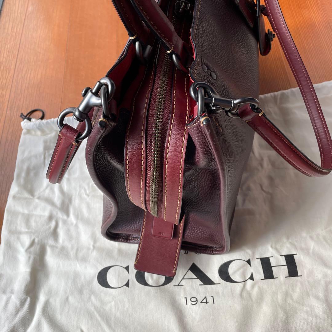 COACH バーガンディ レザー ハンドバッグ