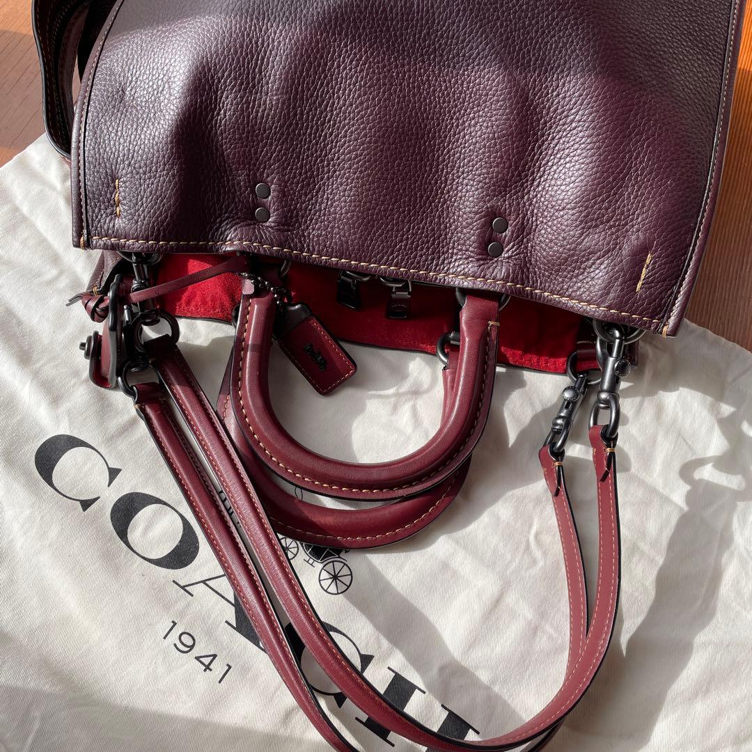 COACH バーガンディ レザー ハンドバッグ