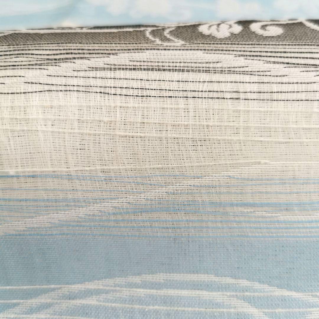 【一点物×一生モノ】正絹 紋紗の半幅帯 リバーシブル 水色 グレー 涼しげ