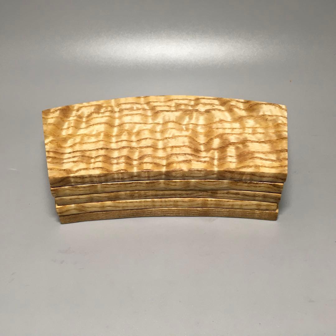 タモ扇形　銘々皿　5枚一組　桐箱入り