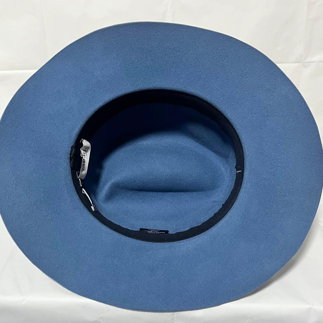 メゾンミッシェル パリ　サックスブルー　ウールフェルトハット　レディースLサイズ