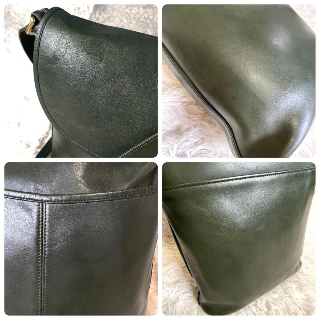 希少 80s✨ USA製 オールド コーチ ショルダーバッグ グリーン フラップ