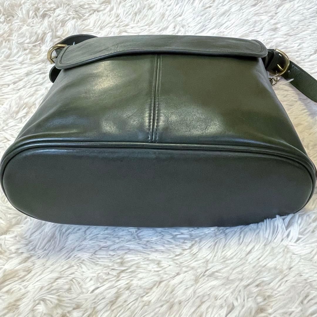 希少 80s✨ USA製 オールド コーチ ショルダーバッグ グリーン フラップ