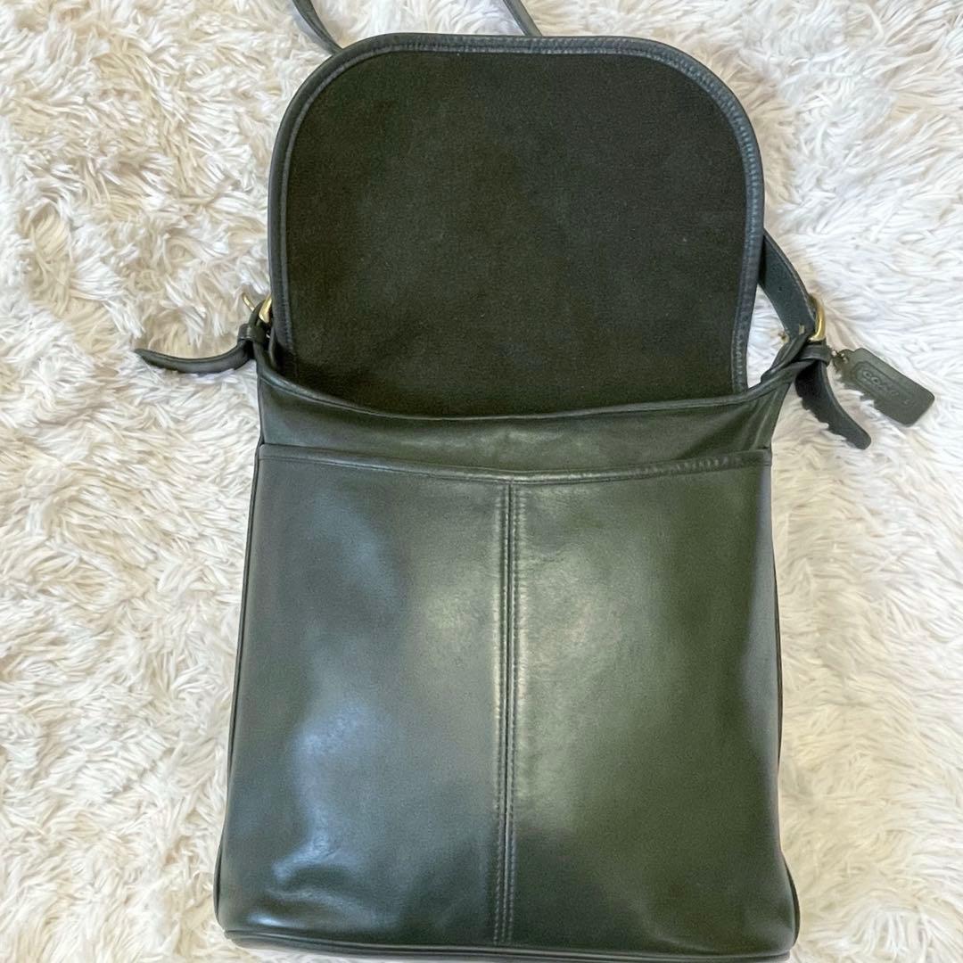 希少 80s✨ USA製 オールド コーチ ショルダーバッグ グリーン フラップ