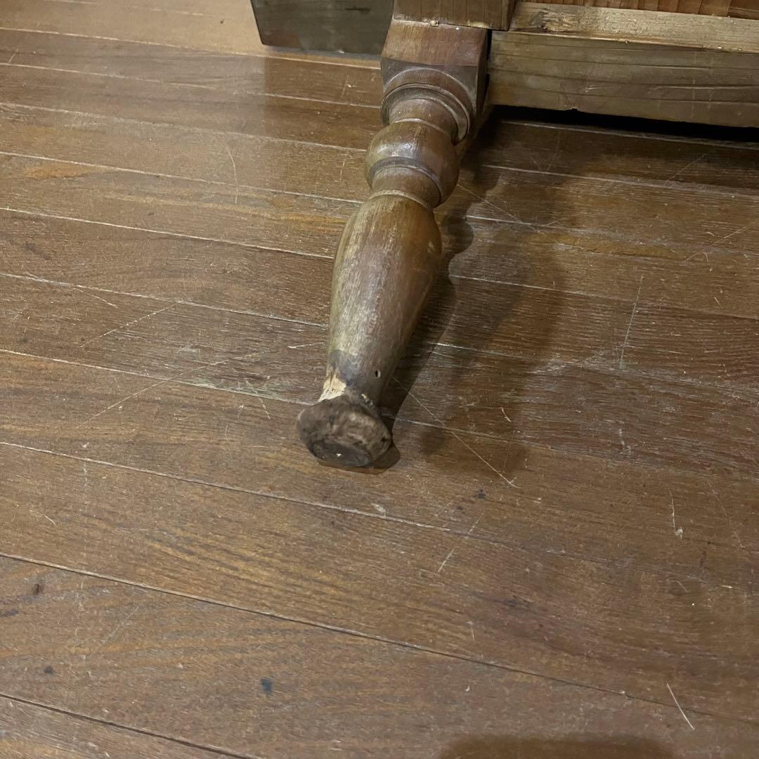 【アンティーク】木製 引出し付 ろくろ足 文机 ローテーブル 座卓 古家具