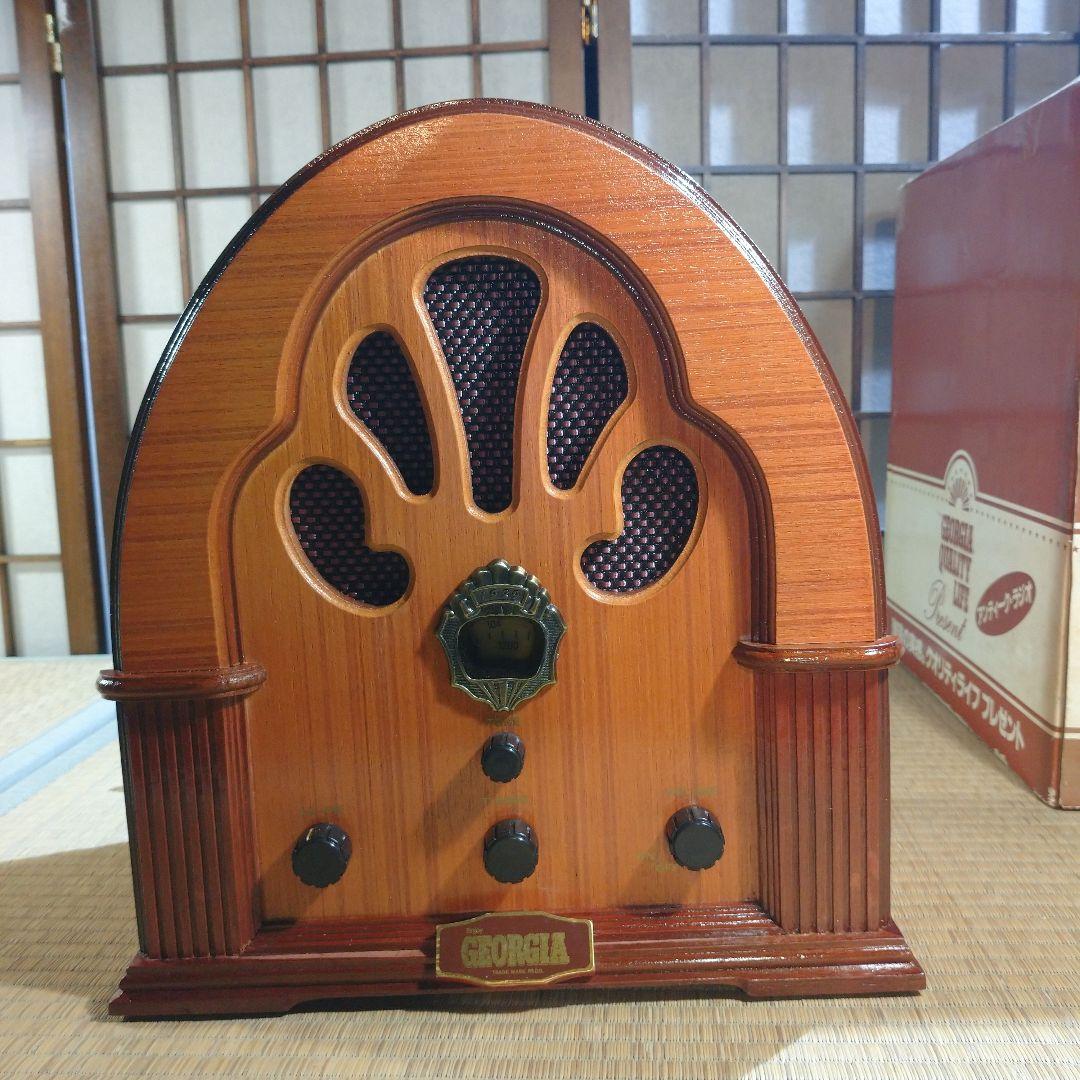 未使用品　ジョージア AM/FMラジオ 当選品 ノベルティ　木製