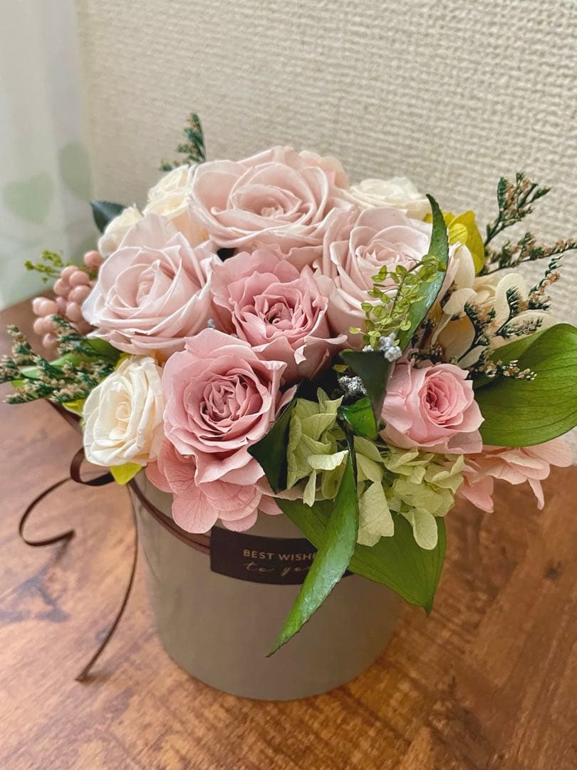 ＊*..くすみピンクのナチュラルアレンジ＊°.プリザーブドフラワー　お花の贈り物