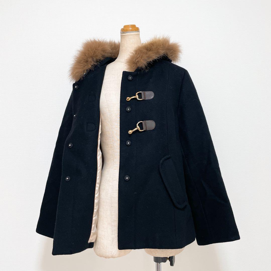 ef-de エフデ フォクスファーコート 黒 大きいサイズ 秋冬 上品素敵