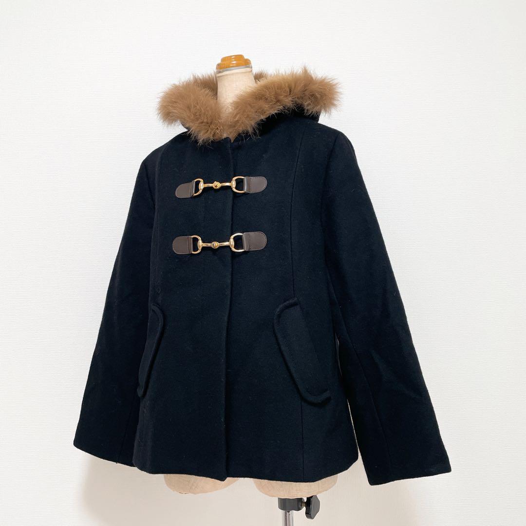 ef-de エフデ フォクスファーコート 黒 大きいサイズ 秋冬 上品素敵