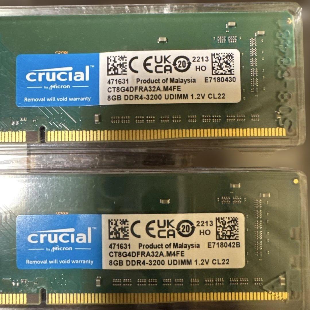 【未使用】crucial 16GB KIT DDR4-3200 メモリ