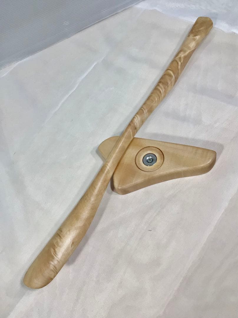 天然木　とち　マグネット式　縮木靴べら／スタンドセット　手造り　一点物