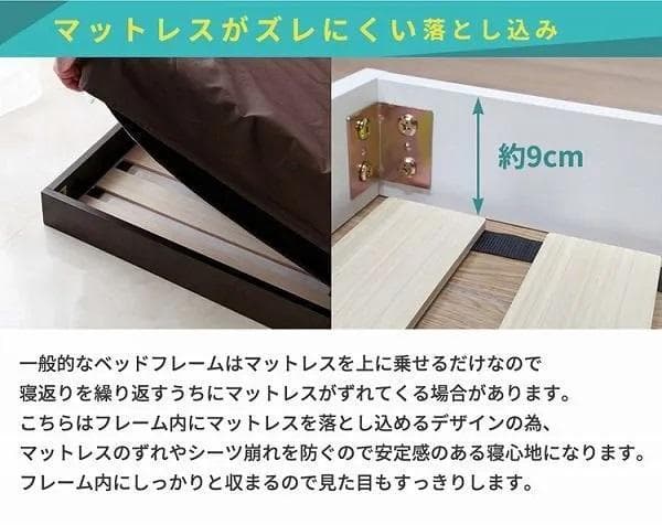 ⓸ シングルベッド USBコンセント付き ロータイプベッド 宮付き ブラック