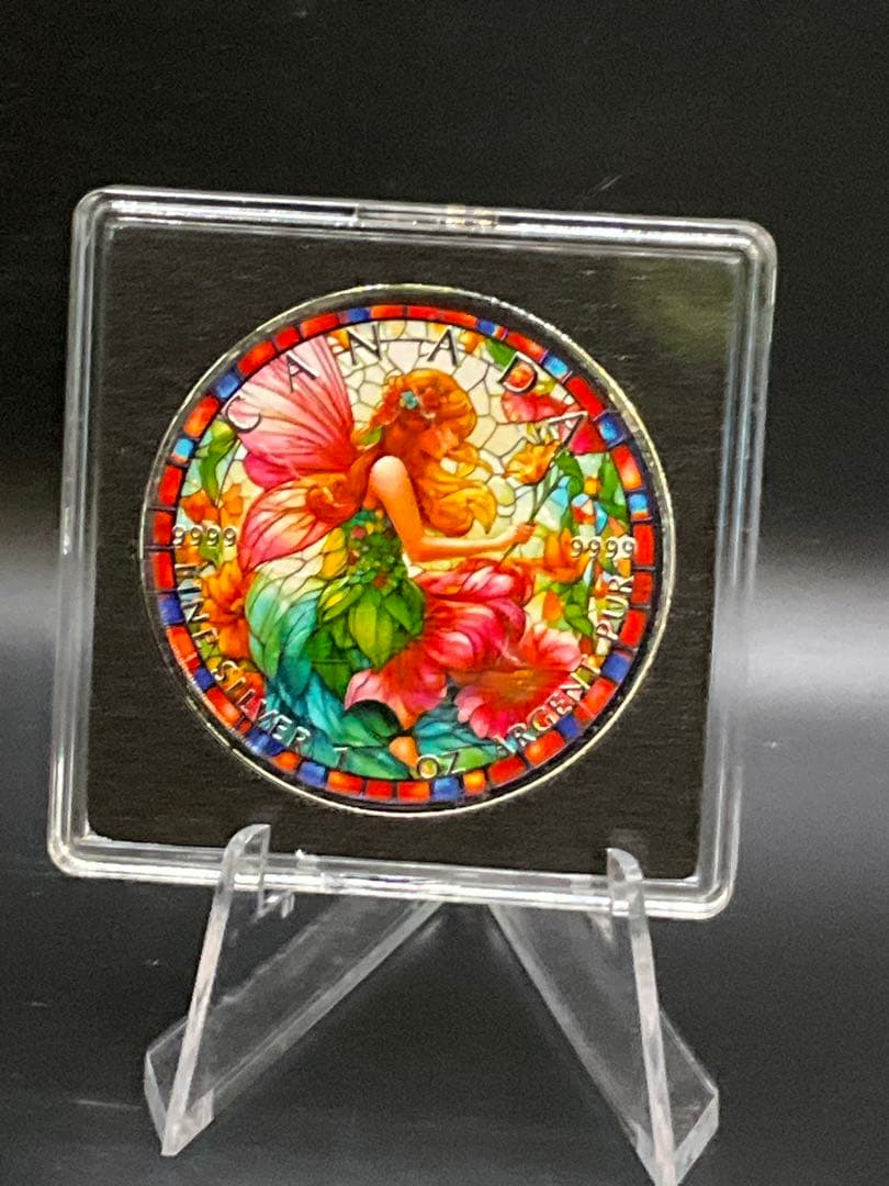 【ラスト】2025年カナダ ステンドグラス風 フェアリー1オンス カラー銀貨