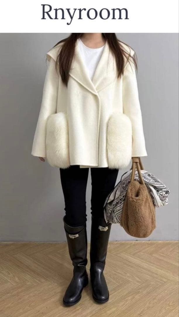 Rnyroom♡ポケットファーフード付コートキャメル