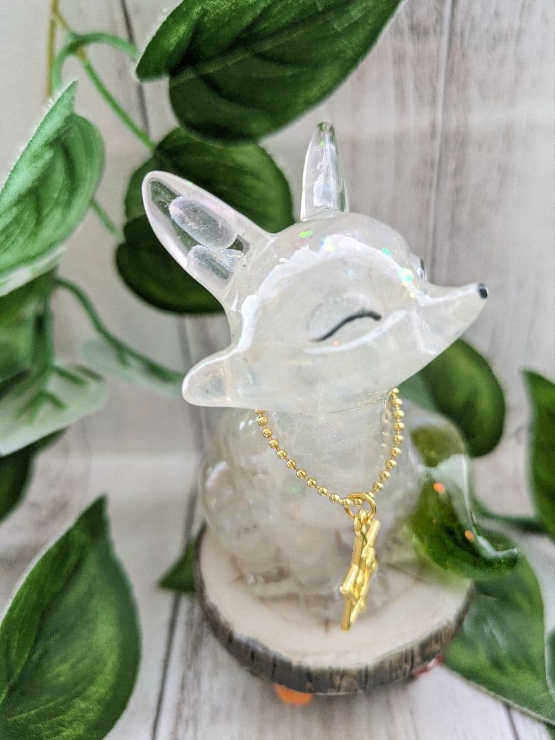 【琥珀】エンジェルオーラクォーツのきつねさん形オルゴナイト☆他３点