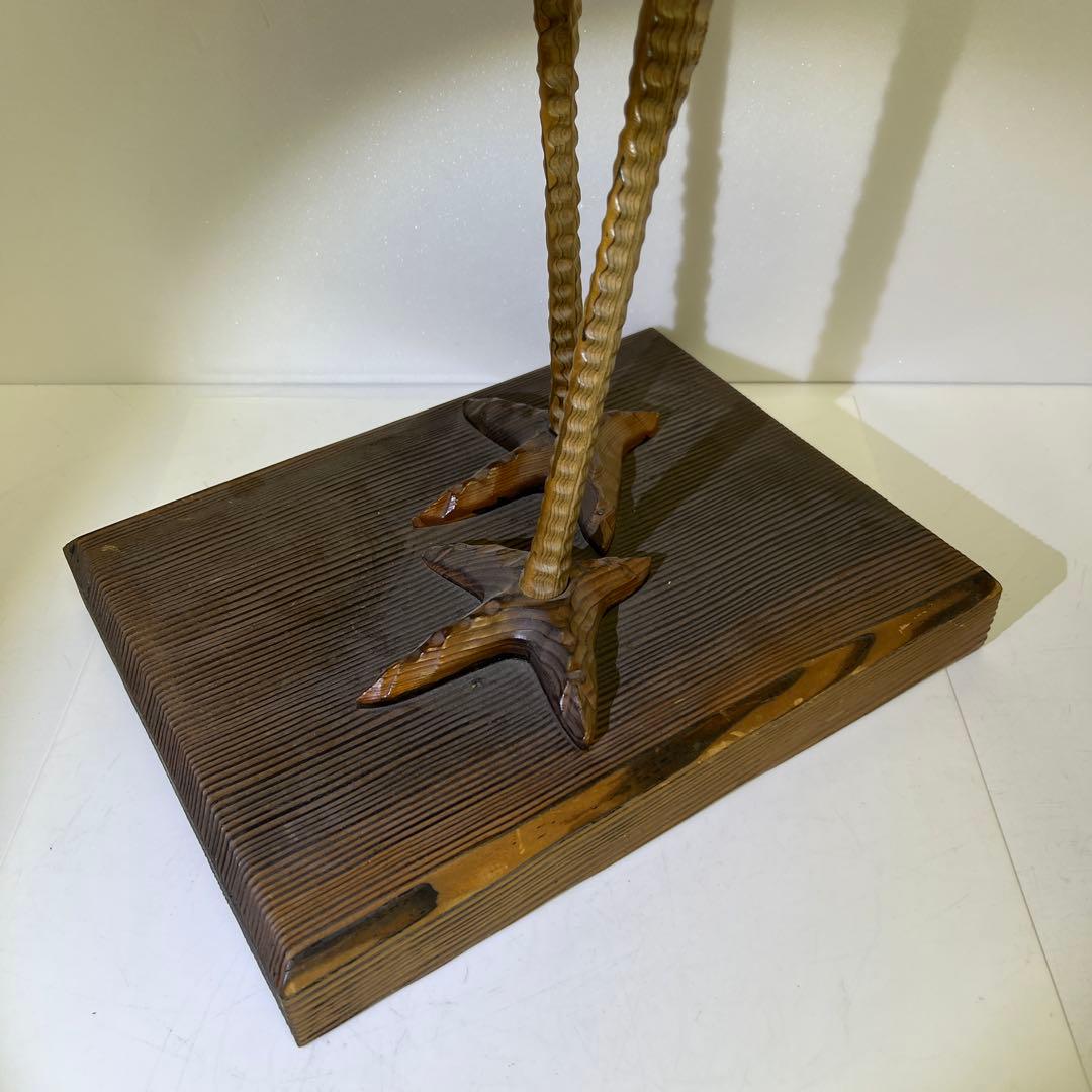 時代木製鶴置物　高さ約81㎝　東Y8-0128③タコサ