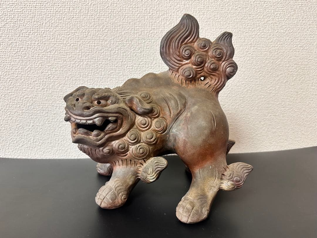 備前焼 唐獅子 置物 木南知加選 在刻銘 時代物 古美術 骨董品 縁起物 極上品
