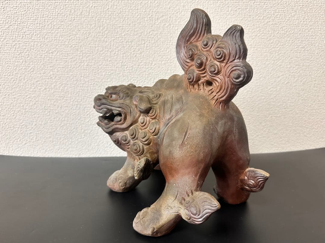 備前焼 唐獅子 置物 木南知加選 在刻銘 時代物 古美術 骨董品 縁起物 極上品