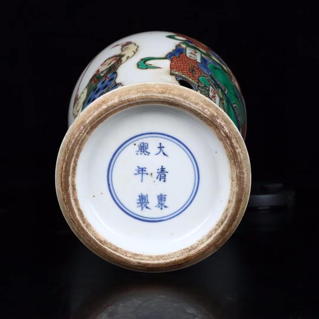 中国古美術✦清康熙紋 粉彩 人物故事紋瓶セット✦置物・花瓶・文房具・陶芸・観賞瓶