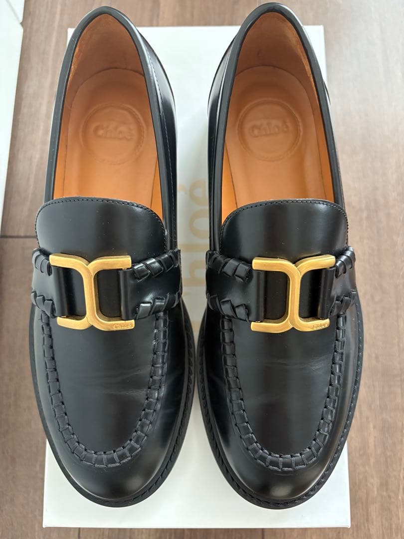 Chloé MARCIE ブラックレザー ローファー 24cm 【ほぼ新品】