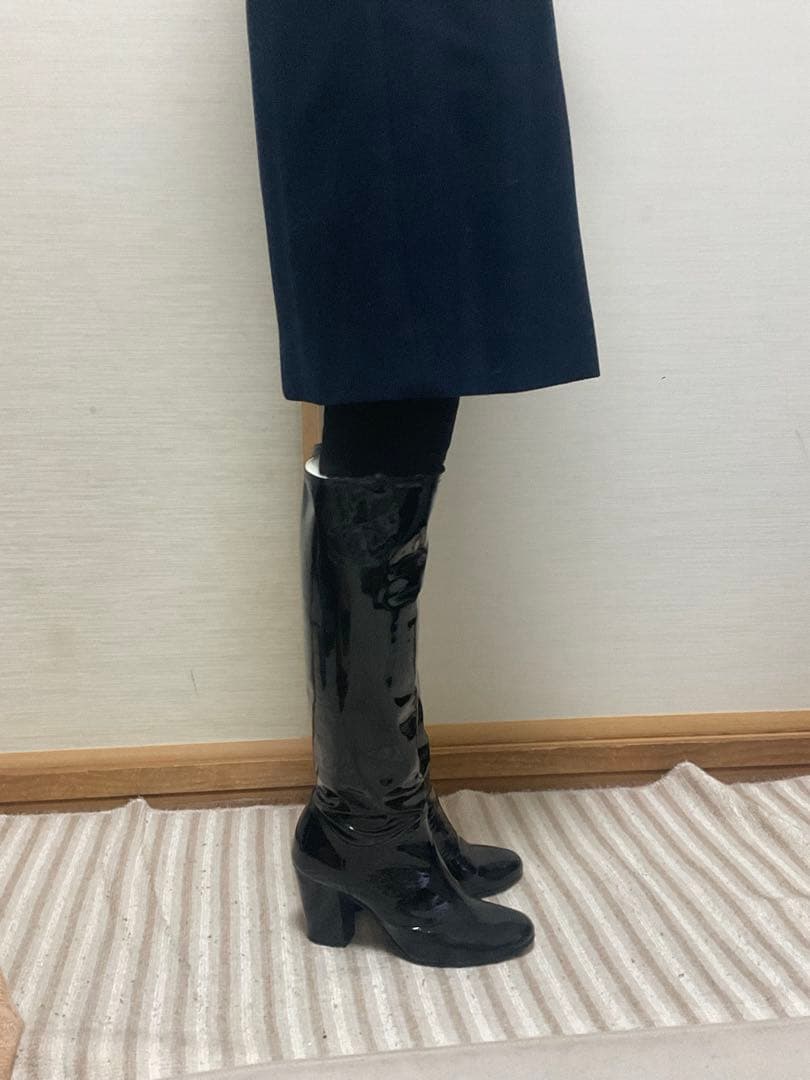 専用CHANEL ブラック パテントレザー ロングブーツ３７(23、5〜24cm