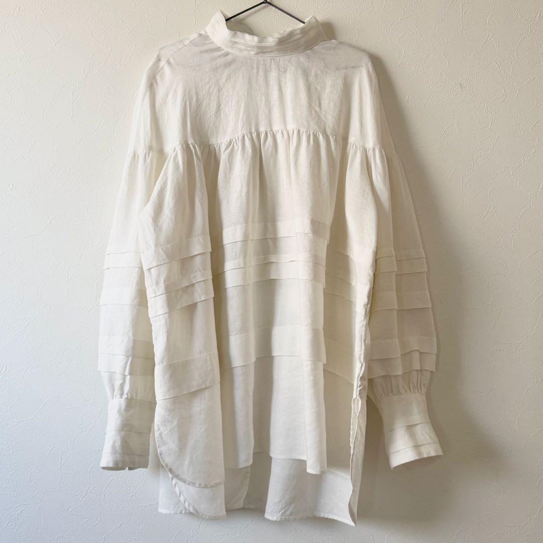 VERMEIL par iena リネン100ランダムタックフェミニンブラウス