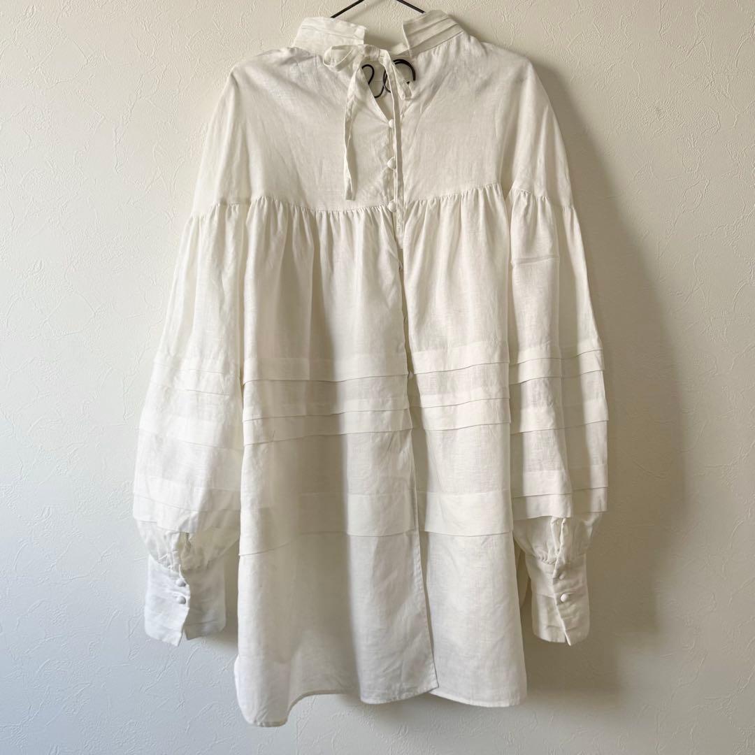 VERMEIL par iena リネン100ランダムタックフェミニンブラウス