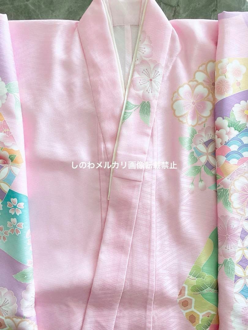 新品即納♥式部浪漫　四つ身着物単品　源氏香に束熨斗　桃色