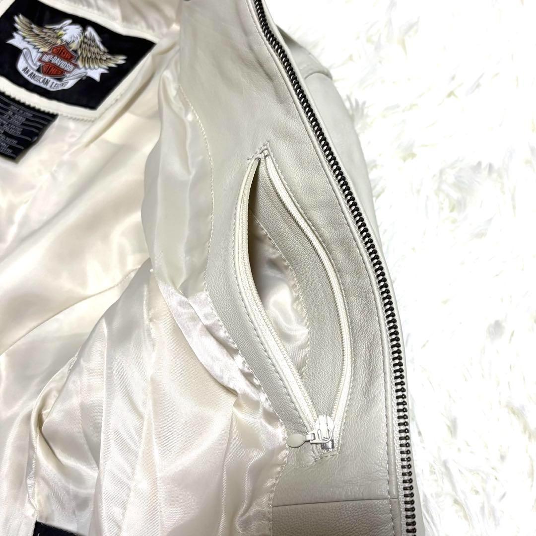 【美品】ハーレーダビッドソン　レザージャケット　レディース　オフホワイト