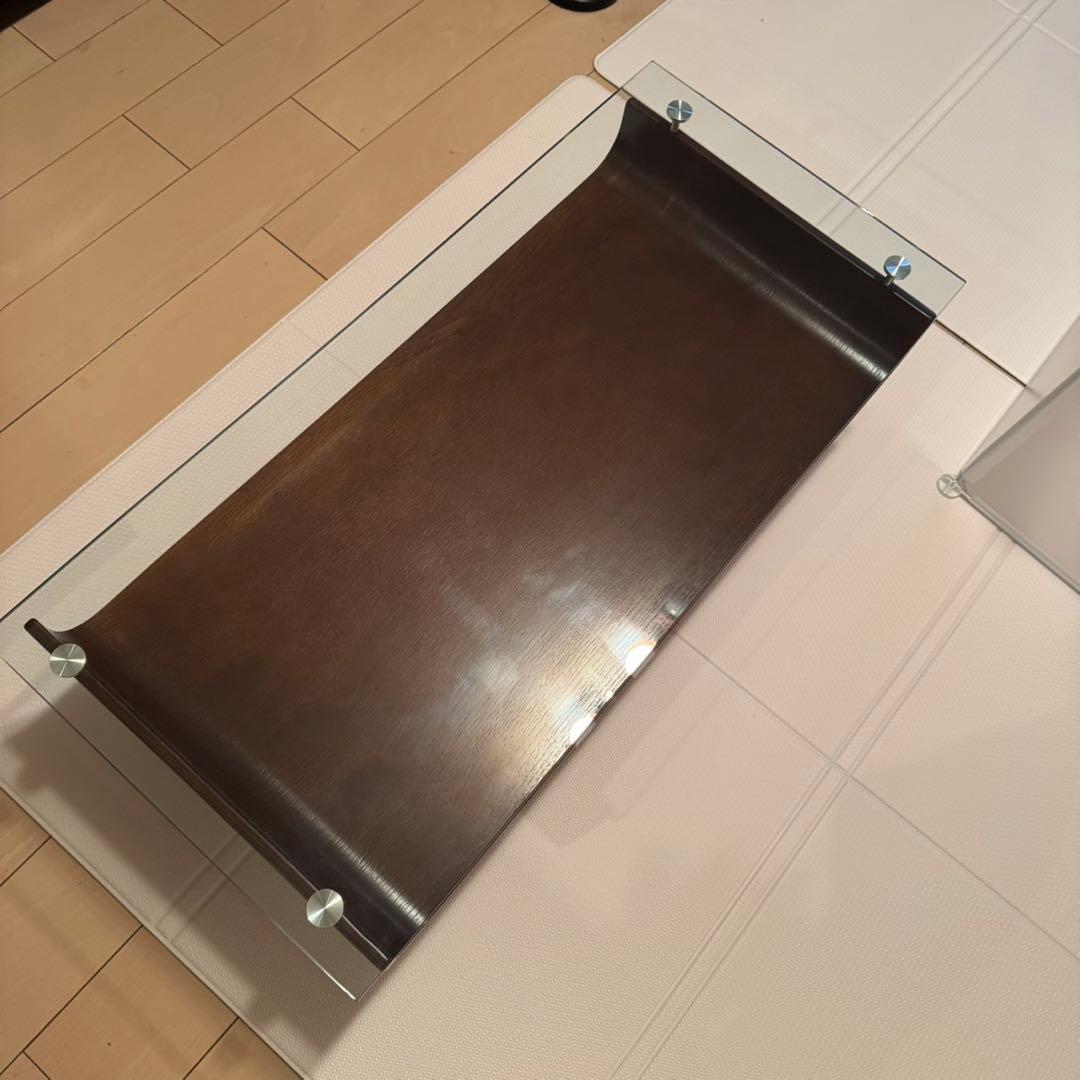 収納付きガラステーブル（ローテーブル）