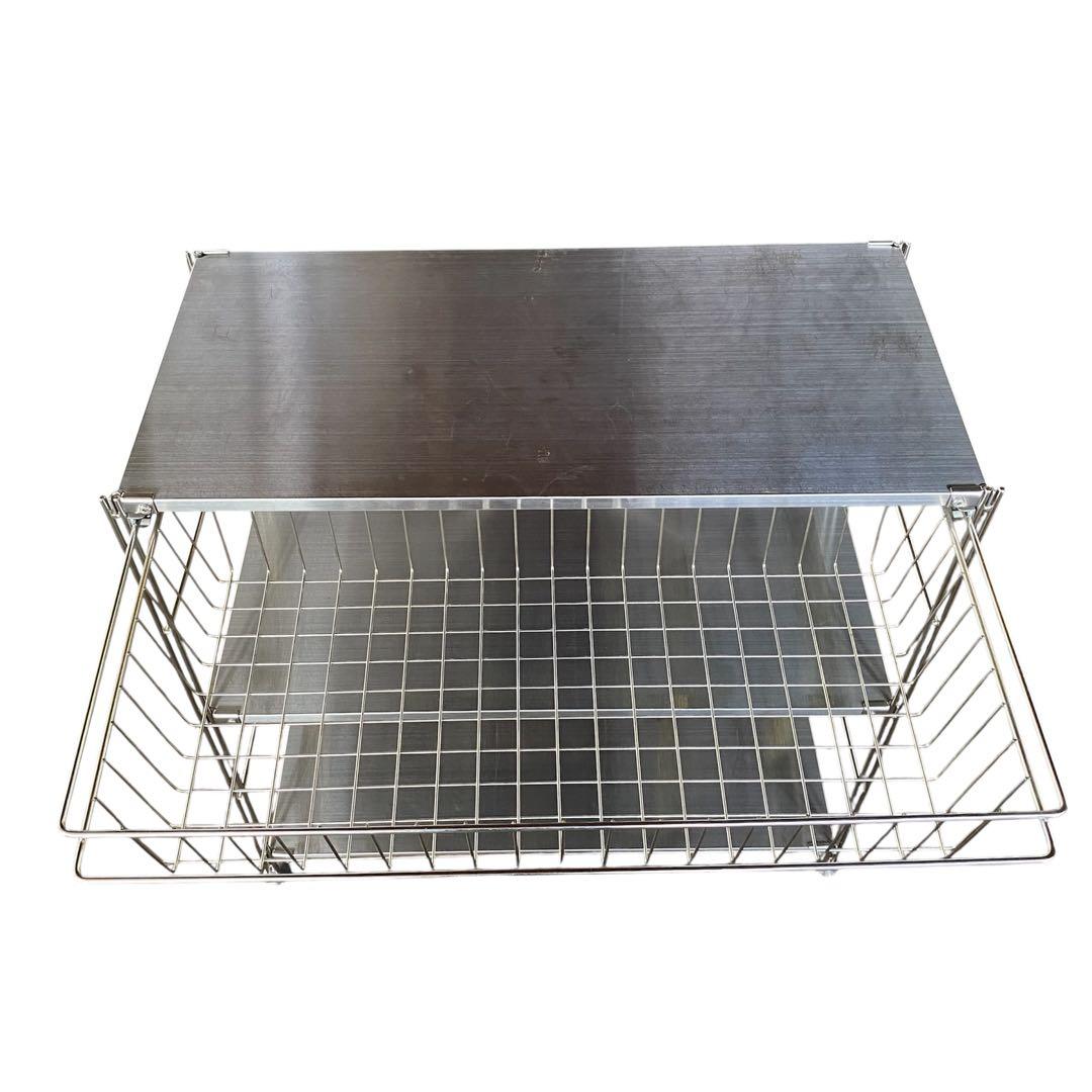 無印良品 ステンレスユニットシェルフ ワイド小 家具 ワイヤーバスケット付