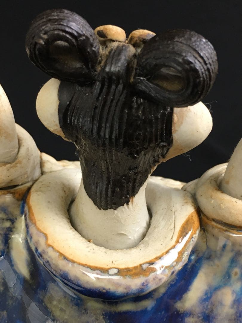 S337青芳人形 砥部焼 念ずれば花ひらく 森元青芳作 置物